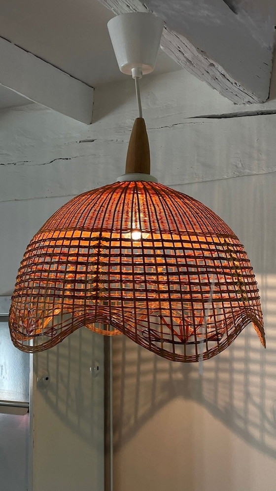 Image 1 of Hanglamp Bloem Osier Vintage Frankrijk