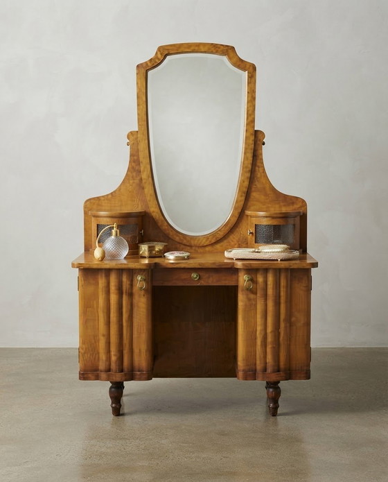 Hongaarse Art Deco Kaptafel met Spiegel (photo 3 of 6)