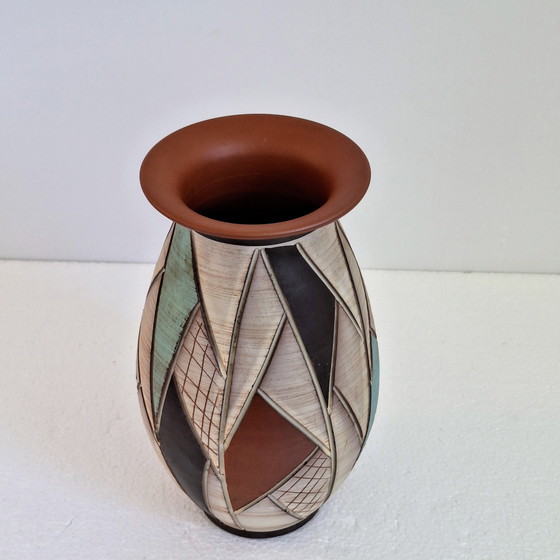 Image 1 of Vaas Sgrafitto sawa van Ritz keramiek jaren'60