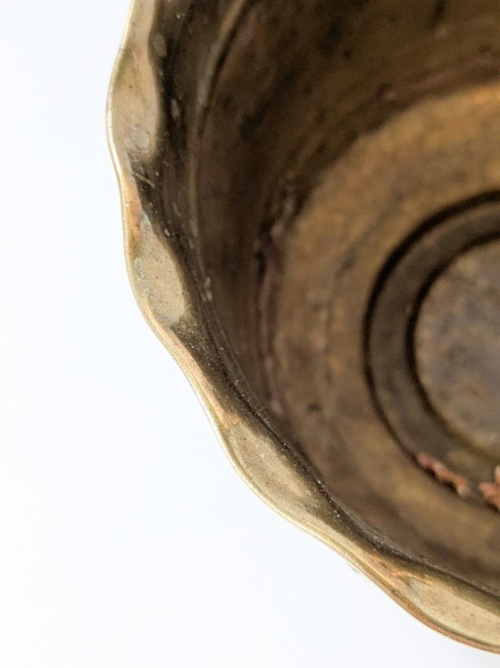 Brass Brass Planter With Wavy Rim And Twisted-Rope Bow – Interdima, Plant pot (photo 10 of 15)