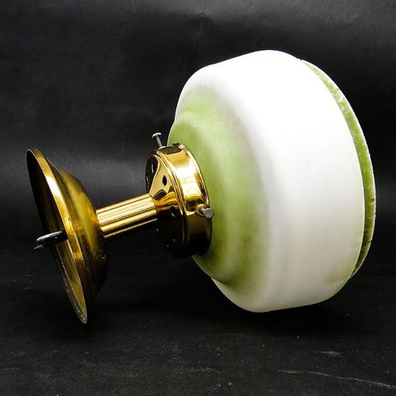 Vintage Art Deco Brass and Glass Pendant Lamp, 1950s (photo 6 of 10)