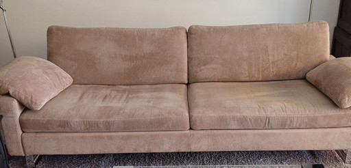 For Sale: Original COR Conseta 3-Seater Sofa, Supplied By Stoutenbeek Upholstered With Light Brown Ribbed Fabric (63% Polyester)