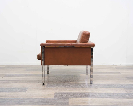 Image 1 of Leren fauteuil, jaren 70, fabrikant Sitag, cognacbruin leer.
