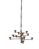 Brutalist bronze ceiling candle holder, 12-flame, 1960s