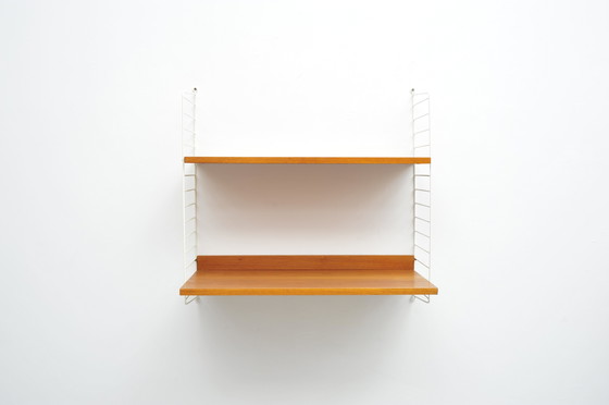 Image 1 of String Shelving System Desk And Floor In Teak With 2 Ladders By Kajsa And Nisse Strinning