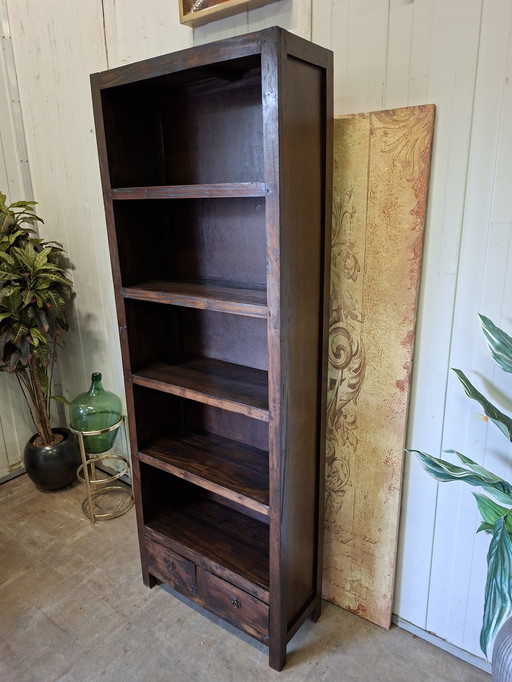 Colonial teak bookcase dim, 70x30cm and 194cm high
