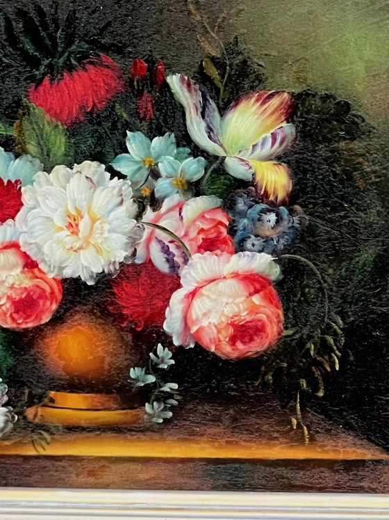 Stilleven met bloemen., Schilderijen & Tekeningen, Hout (foto 4 van 6)