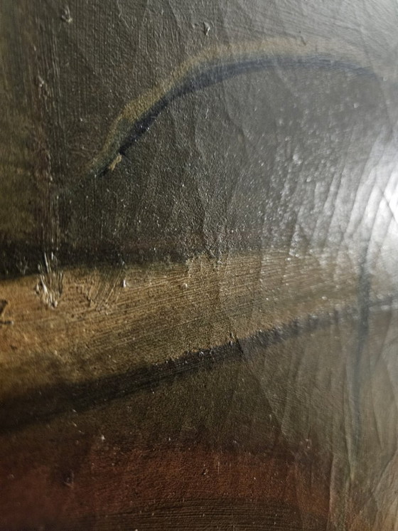 Image 1 of Zeldzaam handgeschilderd Art Deco kamerscherm – in de stijl van Michelangelo’s “Schepping van Adam” (ca. 1920–1935)