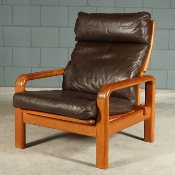 Set vintage Deense fauteuils – L. Olsen & Son – teakhout – jaren 60 – Leather, Wood (photo 8 of 12)