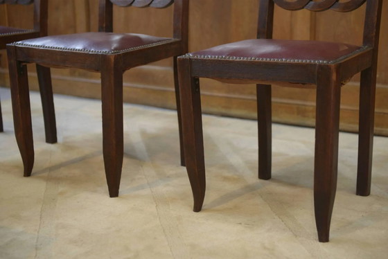 Ensemble de 6 chaises en chêne des années 1950. – Chaises de salle à manger, Vintage (photo 11 of 12)