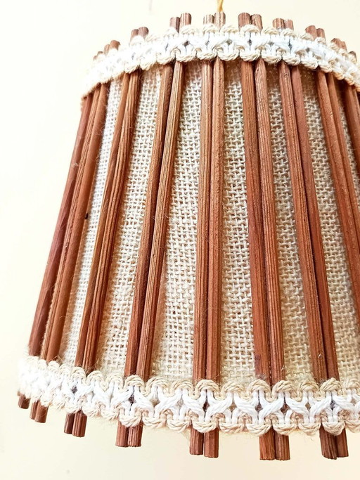 Scandinavische hanglamp van rotan en jute, 1970