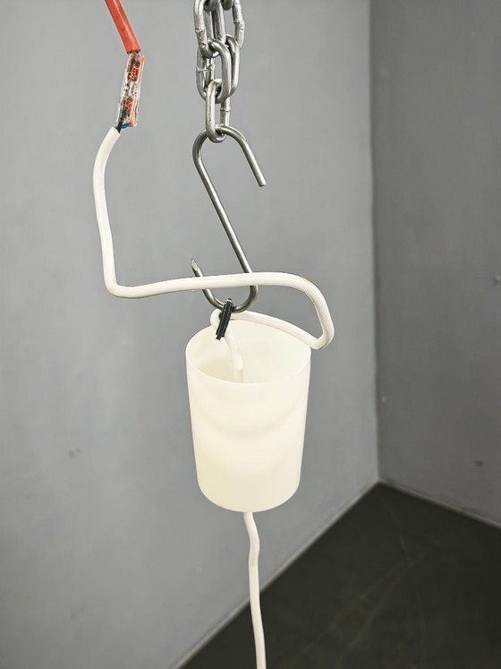 Czechoslovak Opaline Glass and Gold Pendant Light, 1970s – Pendant lamps, Plastic (photo 3 of 10)