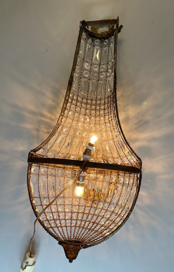 Image 1 of Par de lámparas de pared antiguas francesas XL estilo Empyre con cesta de pared