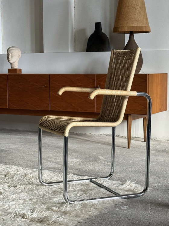 Image 1 of 2 sedie a sbalzo TECTA D20, sedia a dondolo, rattan cromato, anni '80