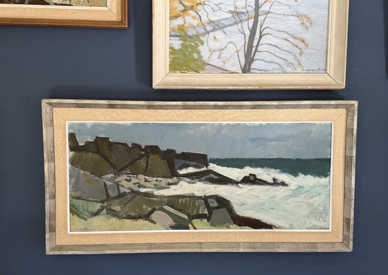 Image 1 of Peinture à l'huile abstraite expressionniste du milieu du siècle par Arvid Karlsson (1907-1964)