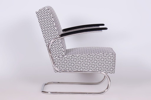 Restored Bauhaus Armchair, By W. Gispen For Mücke-Melder, Chrome, Czech, 1930s – fauteuils, Metal, Textile (photo 2 of 12)