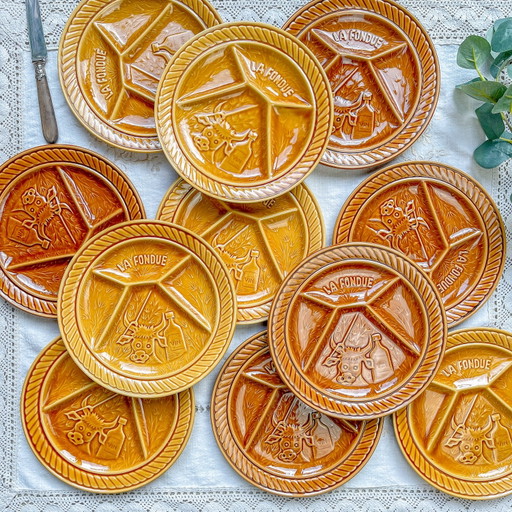 Plato de Fondue Vintage Sarreguemines Francia 1970 – Se vende individualmente