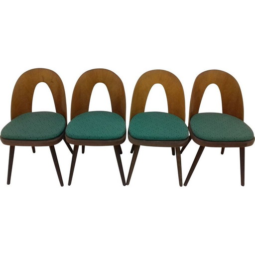 Set of 4 vintage wood and fabric dining chairs by Antonín Šuman, 1960s