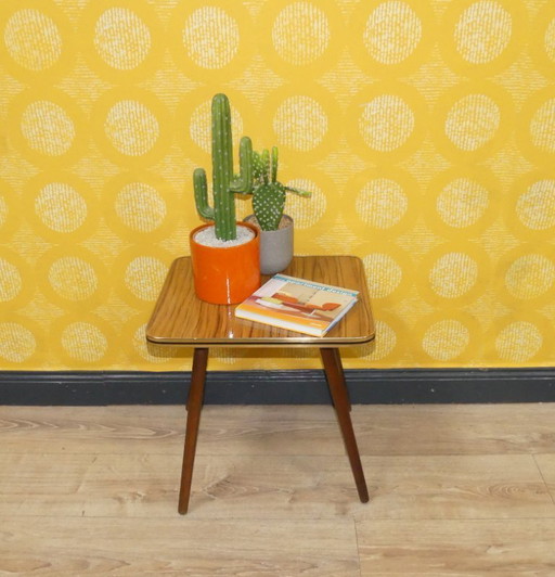 Vintage 60s side table XL flower stool wood look light square 42x38 H42 cocktail table mid century retro table side table