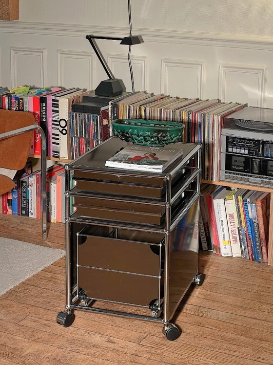 USM Haller rolling filing cabinet, storage for hanging files – Bookcases, Chrome (photo 5 of 5)