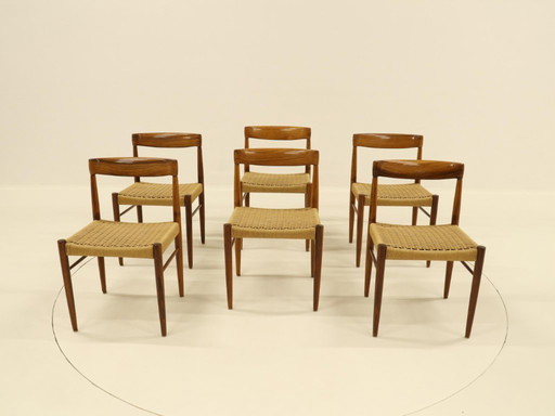 Set of 6 Rosewood Dining Chairs by H.W.Klein for Bramin, Denmark, 1960s
