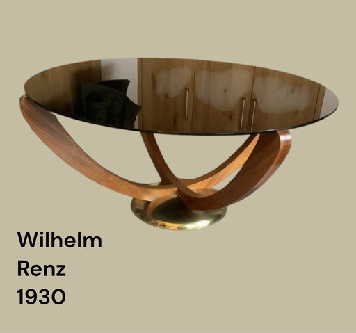 Art Deco salontafel – Wilhelm Renz (jaren 1930) – glas en messing