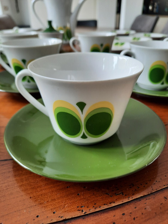 Image 1 of 1970 Seltmann Weiden Bavaria "Vert Jaune" service petit déjeuner"