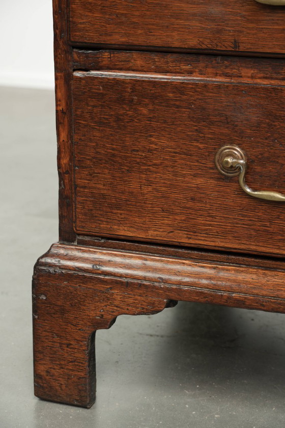 Very Beautiful English 18th Century Oak Secretaire with a Beautiful Interior and Original Leather Top – Desk (photo 14 of 15)