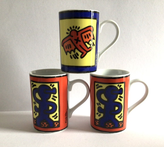 Image 1 of 3 tazze e piattini e tre tazze Keith Haring, Könitz
