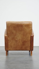 Design-Sessel Rindsleder in heller Cognacfarbe
