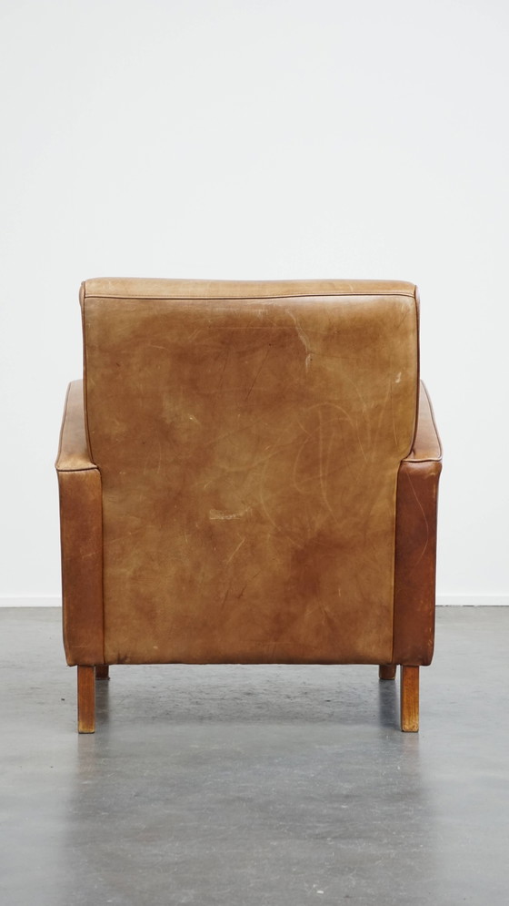 Image 1 of Rundleren Design Fauteuil in een Lichte Cognac Kleur