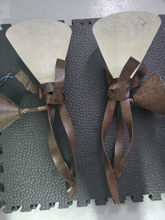 Image 1 of Ensemble de 2 appliques murales Terzani – Verre de Murano – Vintage italien