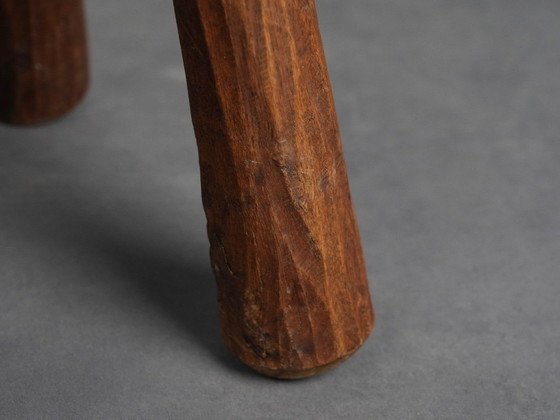 Robuster Primitiver Massivholz Hocker, Europa, 1970er Jahre (photo 7 of 8)