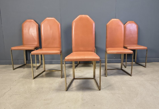 Image 1 of Vintage brass dining chairs by Belgo chrom, 1970s 