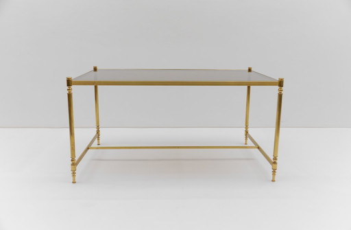 Square Gilt and Smoked Glass Coffee Table in the style of Chiavari, 1970s