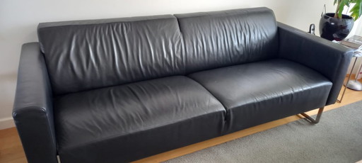 Artifort Mare Black Leather Sofa 2.5 Seater