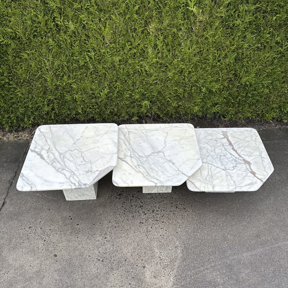 Image 1 of Set salontafels in Bianco Carrara marmer