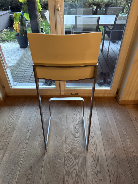 Image 1 of Tabourets design Hülsta bois blanc e metallo brossé (lotto di 2)