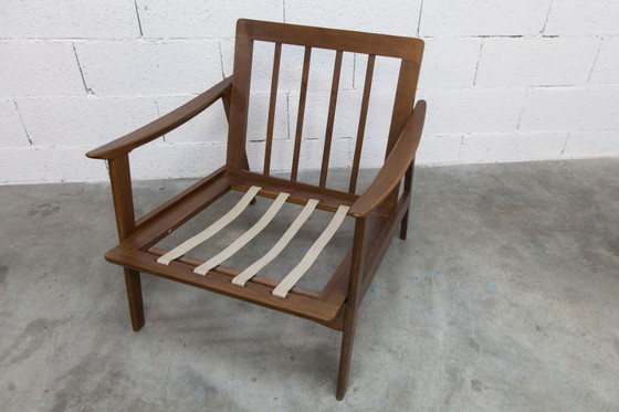 Image 1 of Poltrona scandinava in teak, anni '60, smontabile, con tessuto tartan