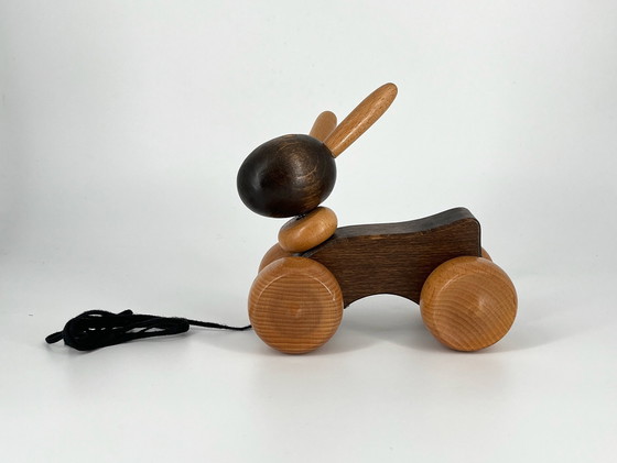 Image 1 of Jouet en bois vintage Ikea Lapin à tirer
