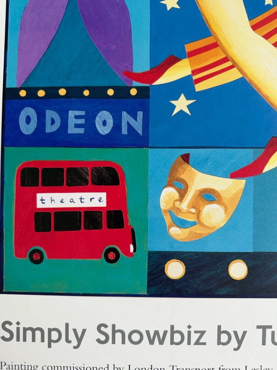 Image 1 of Lesley Saddington, Simply Showbiz by Tube and Bus (1998), Poster originale della prima edizione, stampato nel Regno Unito