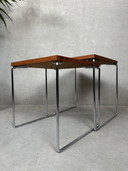Tavolini impilabili vintage - Teak e cromo