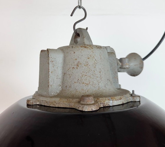 Image 1 of Lampada a sospensione industriale a gabbia in ghisa e smalto nero, anni '60