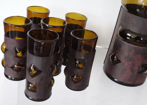 Image 1 of Vintage Mid Century Felipe Derflingher glaswerk brutalist stijl Mexico