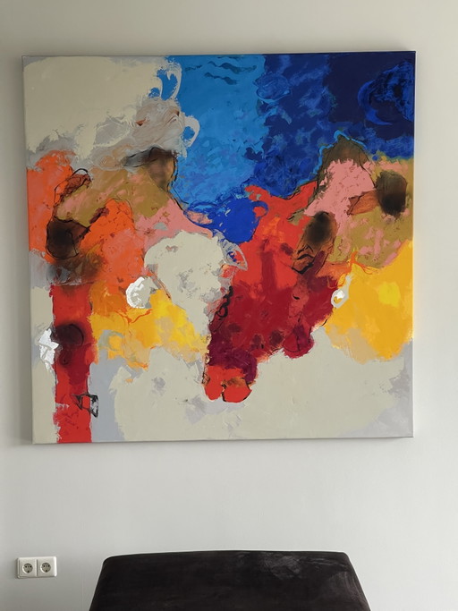 Two XL Oil Paintings Henk van Vessem – schilderijen tekeningen, Canvas (photo 2 of 6)