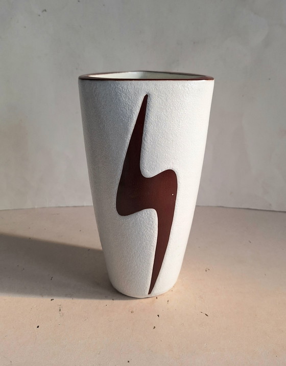 Image 1 of Jaap Ravelli's vintage ceramic vase with a lightning bolt. 1953.