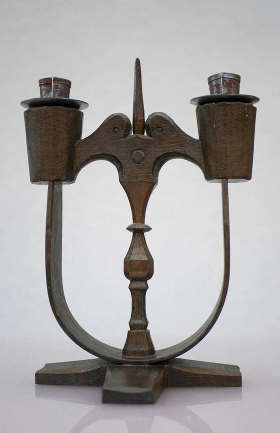 Image 1 of Bougeoirs en bois suédois de Taserud, 1955, lot de 2