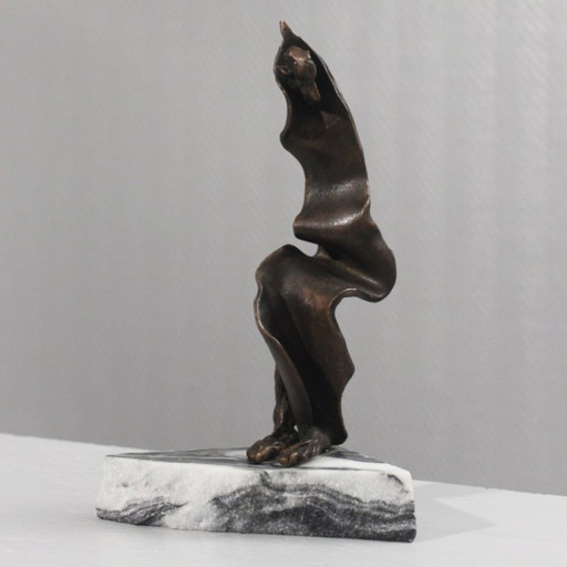 Paweł Rubaszewski sculptuur "Bez Stow", gepatineerd brons op een sokkel, Polen 2000