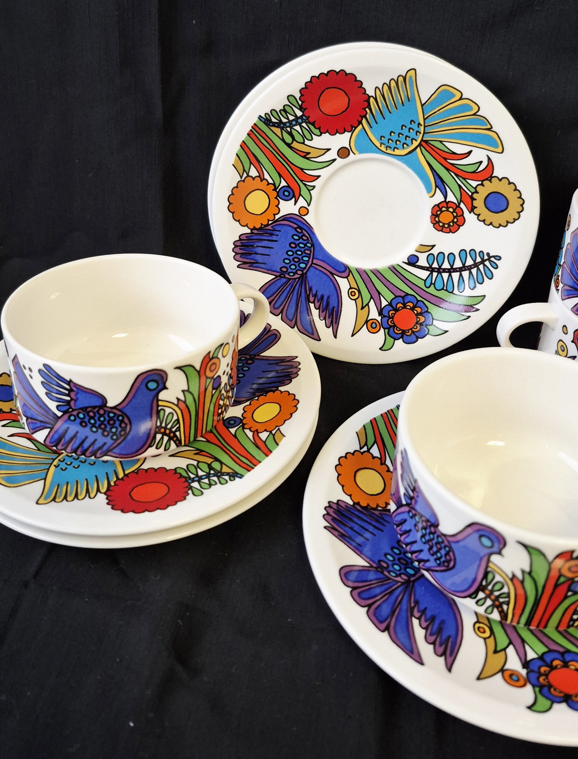 Acapulco Villeroy & Boch 5 x Coffee Cup + 5 x Saucer Blue Logo