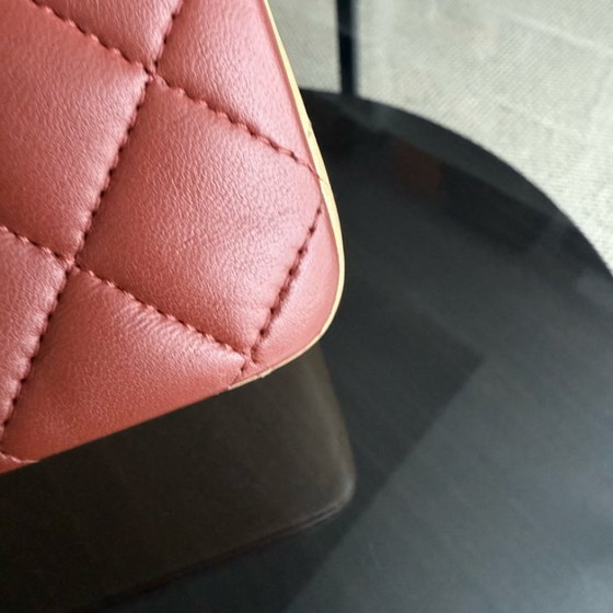 Image 1 of Chanel Classic Flap Medium - 25 cm gewatteerd lamsleer Tri-Colo goudkleurige hardware Serie 18